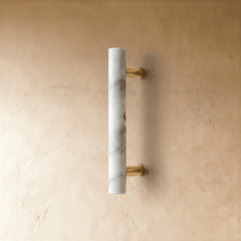Natural Marble & Brass Cabinet Knobs & Pull Bars, Modern Kitchen & Wardrobe Hardware, Green or White Marble, Set of 2, 1.9-6in