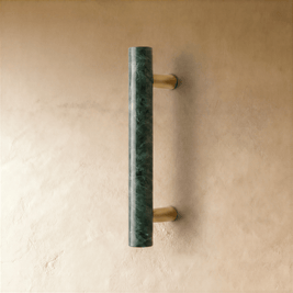 Natural Marble & Brass Cabinet Knobs & Pull Bars, Modern Kitchen & Wardrobe Hardware, Green or White Marble, Set of 2, 1.9-6in