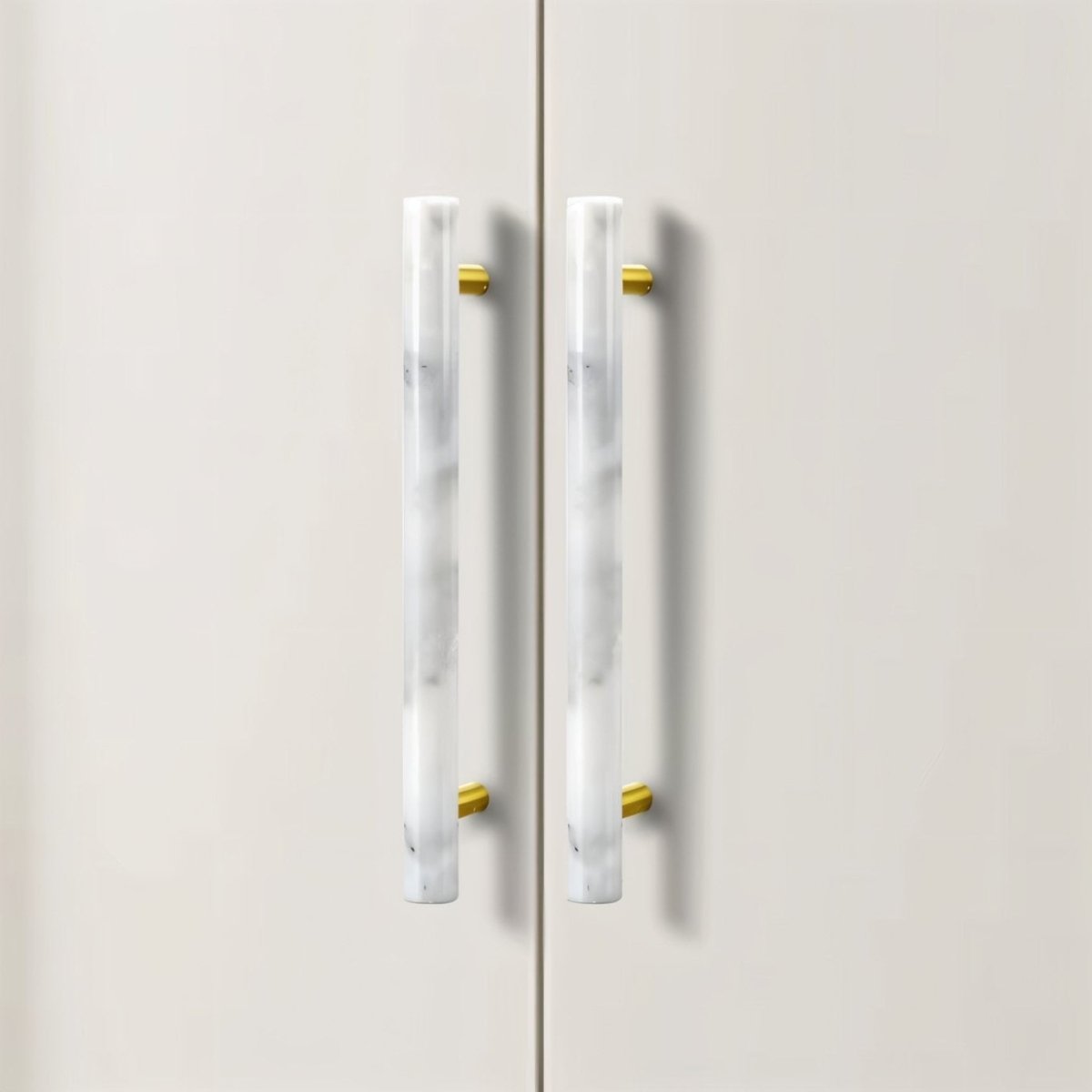 Natural Marble & Brass Cabinet Knobs & Pull Bars, Modern Kitchen & Wardrobe Hardware, Green or White Marble, Set of 2, 1.9-6in