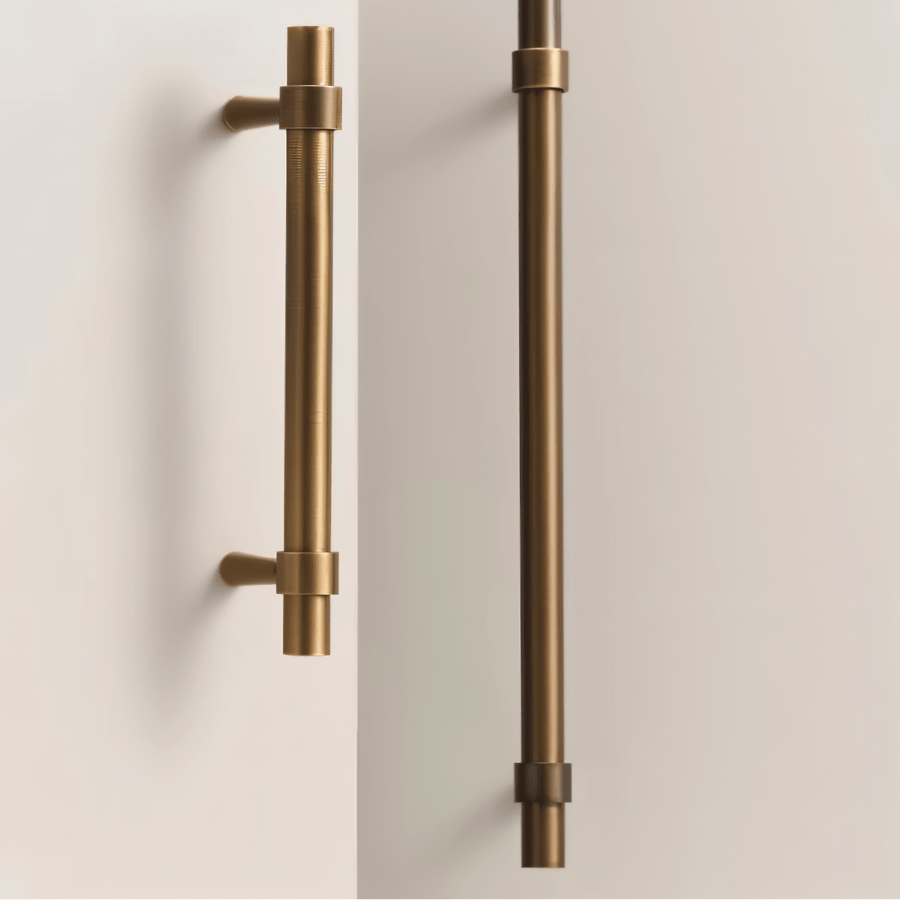 Brass T-Knobs & Drawer Pull Bars, Modern Kitchen & Bathroom Hardware, Four Finishes, Set of 2 Pieces, 1.9-16.3in