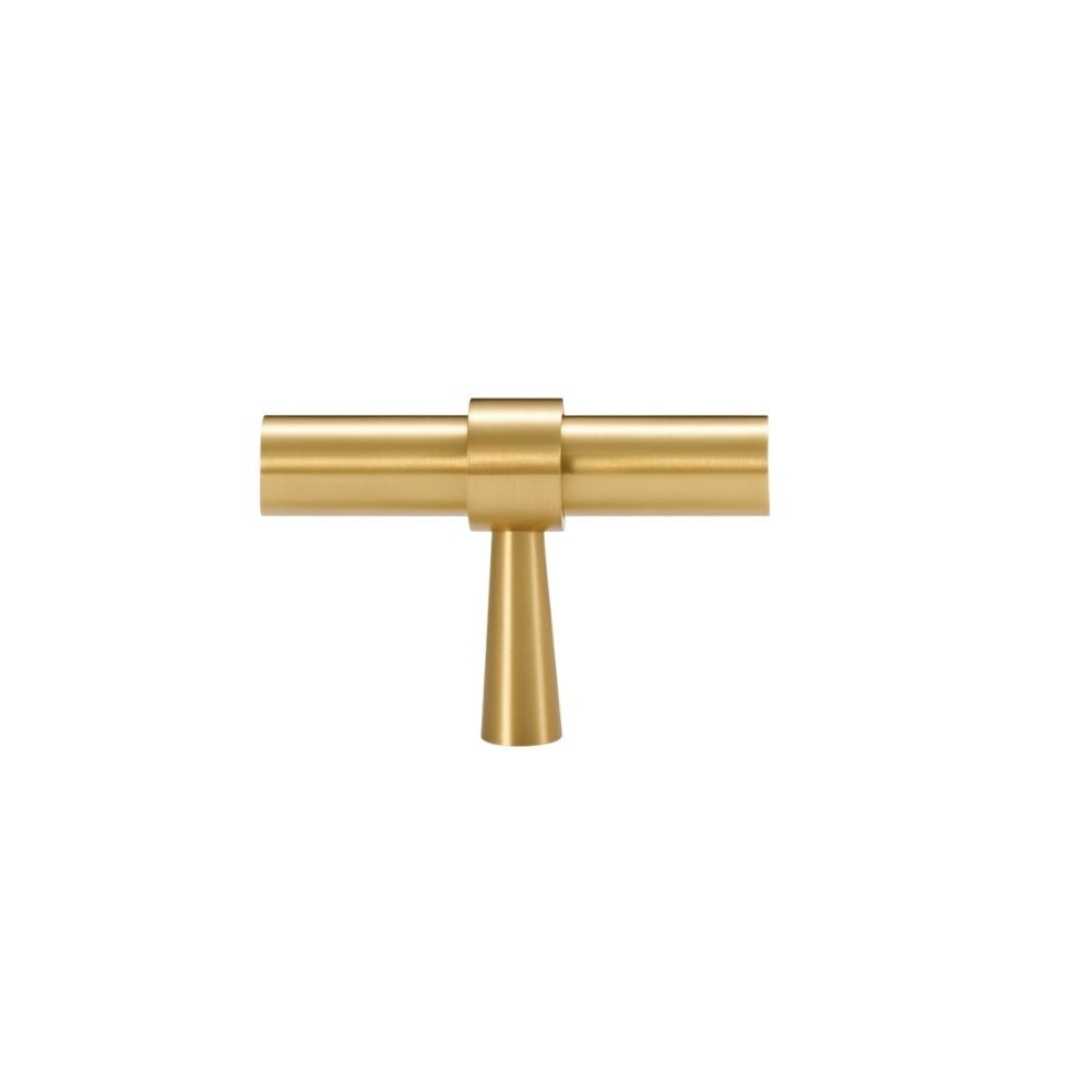 Brass T-Knobs & Drawer Pull Bars, Modern Kitchen & Bathroom Hardware, Four Finishes, Set of 2 Pieces, 1.9-16.3in