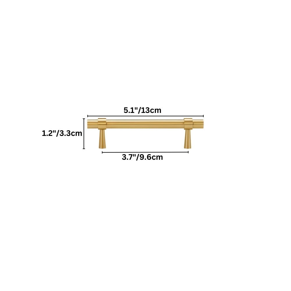 Brass T-Knobs & Drawer Pull Bars, Modern Kitchen & Bathroom Hardware, Four Finishes, Set of 2 Pieces, 1.9-16.3in