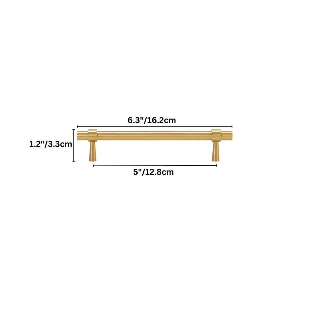Brass T-Knobs & Drawer Pull Bars, Modern Kitchen & Bathroom Hardware, Four Finishes, Set of 2 Pieces, 1.9-16.3in
