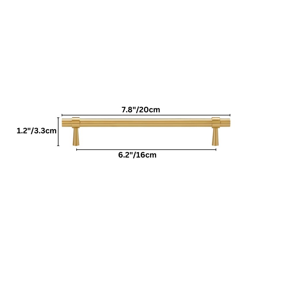 Brass T-Knobs & Drawer Pull Bars, Modern Kitchen & Bathroom Hardware, Four Finishes, Set of 2 Pieces, 1.9-16.3in