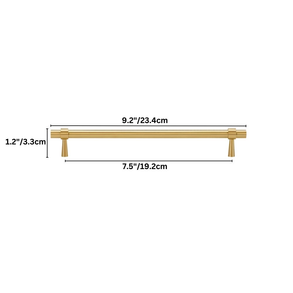 Brass T-Knobs & Drawer Pull Bars, Modern Kitchen & Bathroom Hardware, Four Finishes, Set of 2 Pieces, 1.9-16.3in