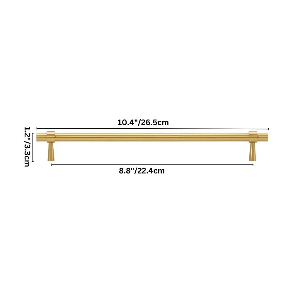 Brass T-Knobs & Drawer Pull Bars, Modern Kitchen & Bathroom Hardware, Four Finishes, Set of 2 Pieces, 1.9-16.3in