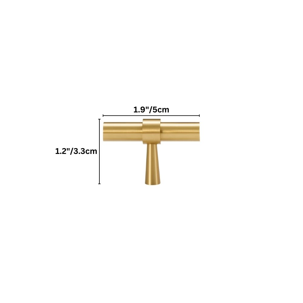 Brass T-Knobs & Drawer Pull Bars, Modern Kitchen & Bathroom Hardware, Four Finishes, Set of 2 Pieces, 1.9-16.3in