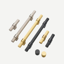 Linear Knurled Cabinet Knobs & Pull Bars, Modern Kitchen & Wardrobe Hardware, Nickel Black or Gold, Set of 2, 0.8-6.3in