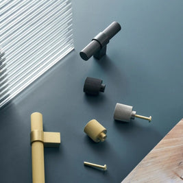 Linear Knurled Cabinet Knobs & Pull Bars, Modern Kitchen & Wardrobe Hardware, Nickel Black or Gold, Set of 2, 0.8-6.3in
