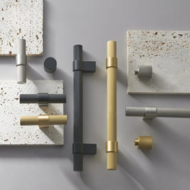 Linear Knurled Cabinet Knobs & Pull Bars, Modern Kitchen & Wardrobe Hardware, Nickel Black or Gold, Set of 2, 0.8-6.3in