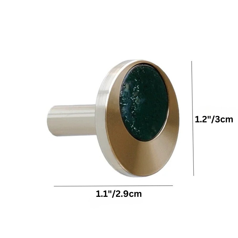 Natural Marble Cabinet Knobs, Nordic Kitchen & Wardrobe Hardware, Brass Base & Veined Stone, Set of 2 in 5 Patterns, 1.2-2.4in