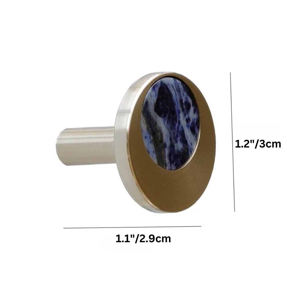 Natural Marble Cabinet Knobs, Nordic Kitchen & Wardrobe Hardware, Brass Base & Veined Stone, Set of 2 in 5 Patterns, 1.2-2.4in