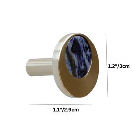 Natural Marble Cabinet Knobs, Nordic Kitchen & Wardrobe Hardware, Brass Base & Veined Stone, Set of 2 in 5 Patterns, 1.2-2.4in