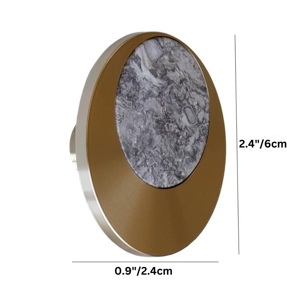 Natural Marble Cabinet Knobs, Nordic Kitchen & Wardrobe Hardware, Brass Base & Veined Stone, Set of 2 in 5 Patterns, 1.2-2.4in