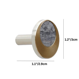 Natural Marble Cabinet Knobs, Nordic Kitchen & Wardrobe Hardware, Brass Base & Veined Stone, Set of 2 in 5 Patterns, 1.2-2.4in