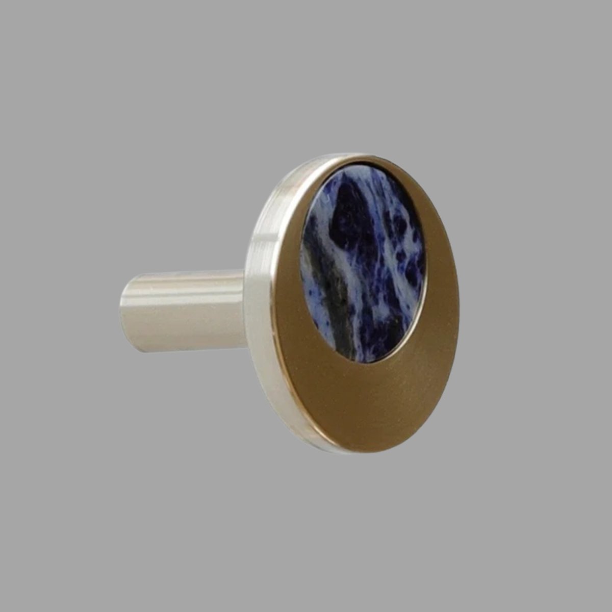 Natural Marble Cabinet Knobs, Nordic Kitchen & Wardrobe Hardware, Brass Base & Veined Stone, Set of 2 in 5 Patterns, 1.2-2.4in