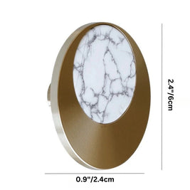 Natural Marble Cabinet Knobs, Nordic Kitchen & Wardrobe Hardware, Brass Base & Veined Stone, Set of 2 in 5 Patterns, 1.2-2.4in