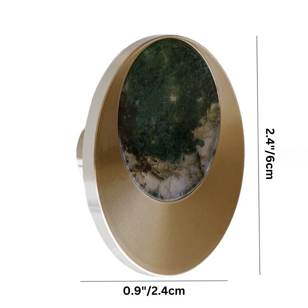 Natural Marble Cabinet Knobs, Nordic Kitchen & Wardrobe Hardware, Brass Base & Veined Stone, Set of 2 in 5 Patterns, 1.2-2.4in
