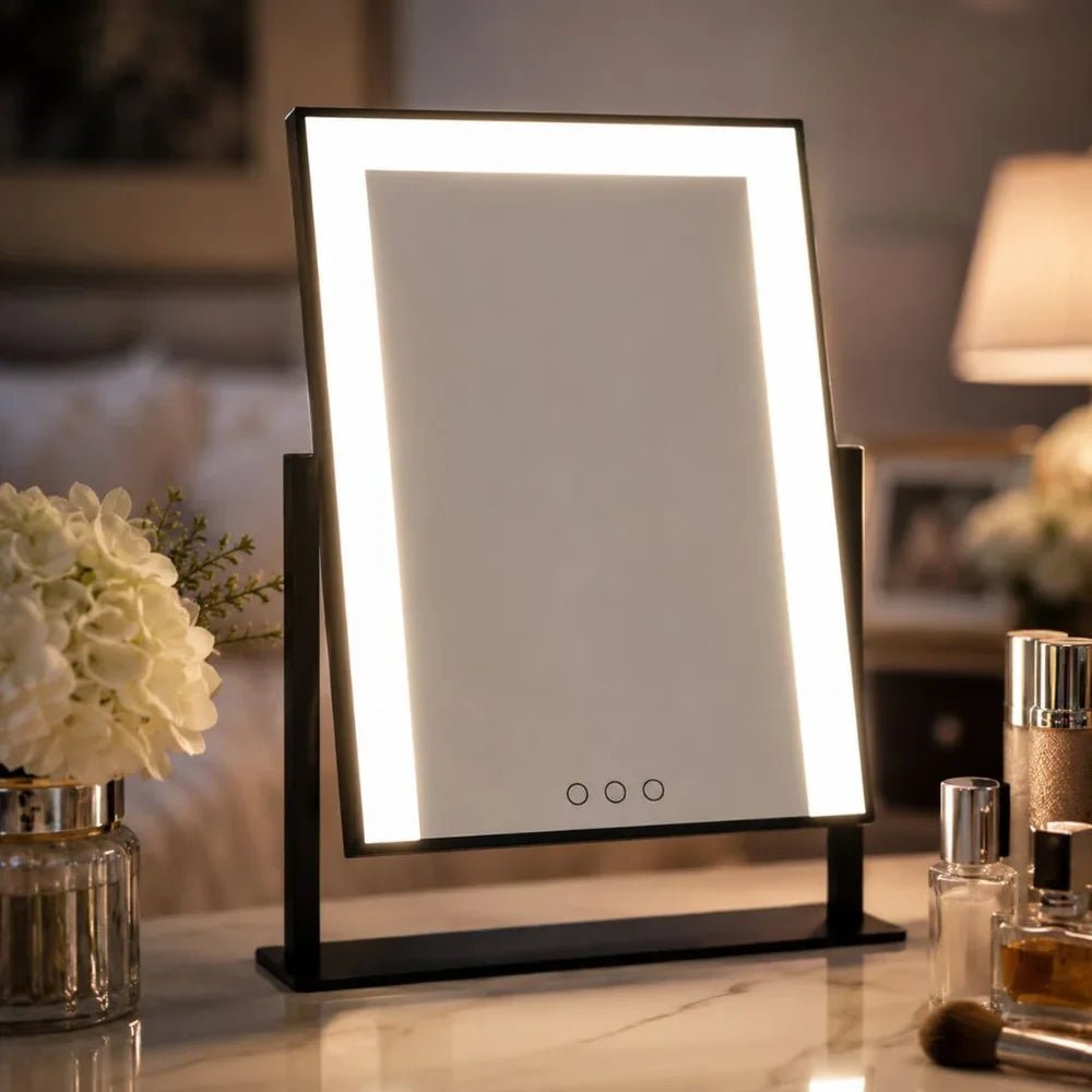 SIEN: Make-upspiegel met LED & Touchbediening – 3 Lichtkleuren & 15x Spot - Volsani