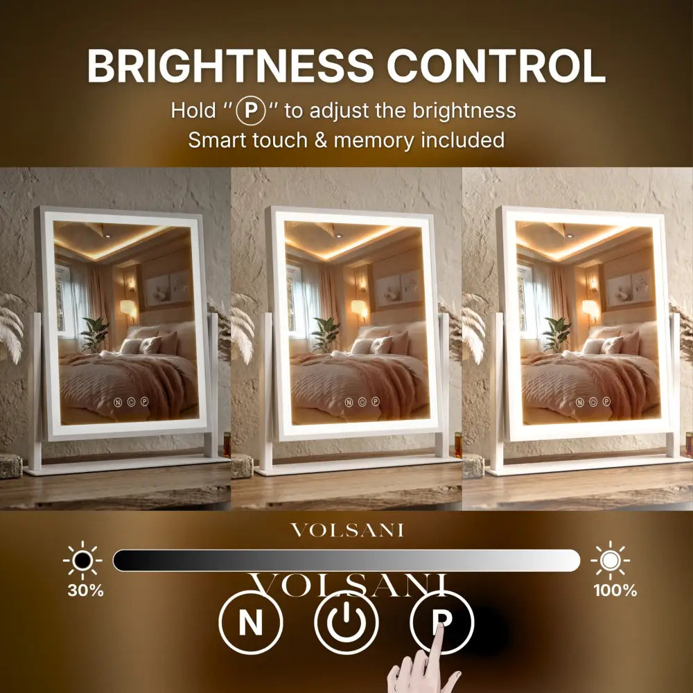SIEN: Vanity Mirror with LED & Touch Control – 3 Light Colors & 15x Magnification - Vanity Mirror