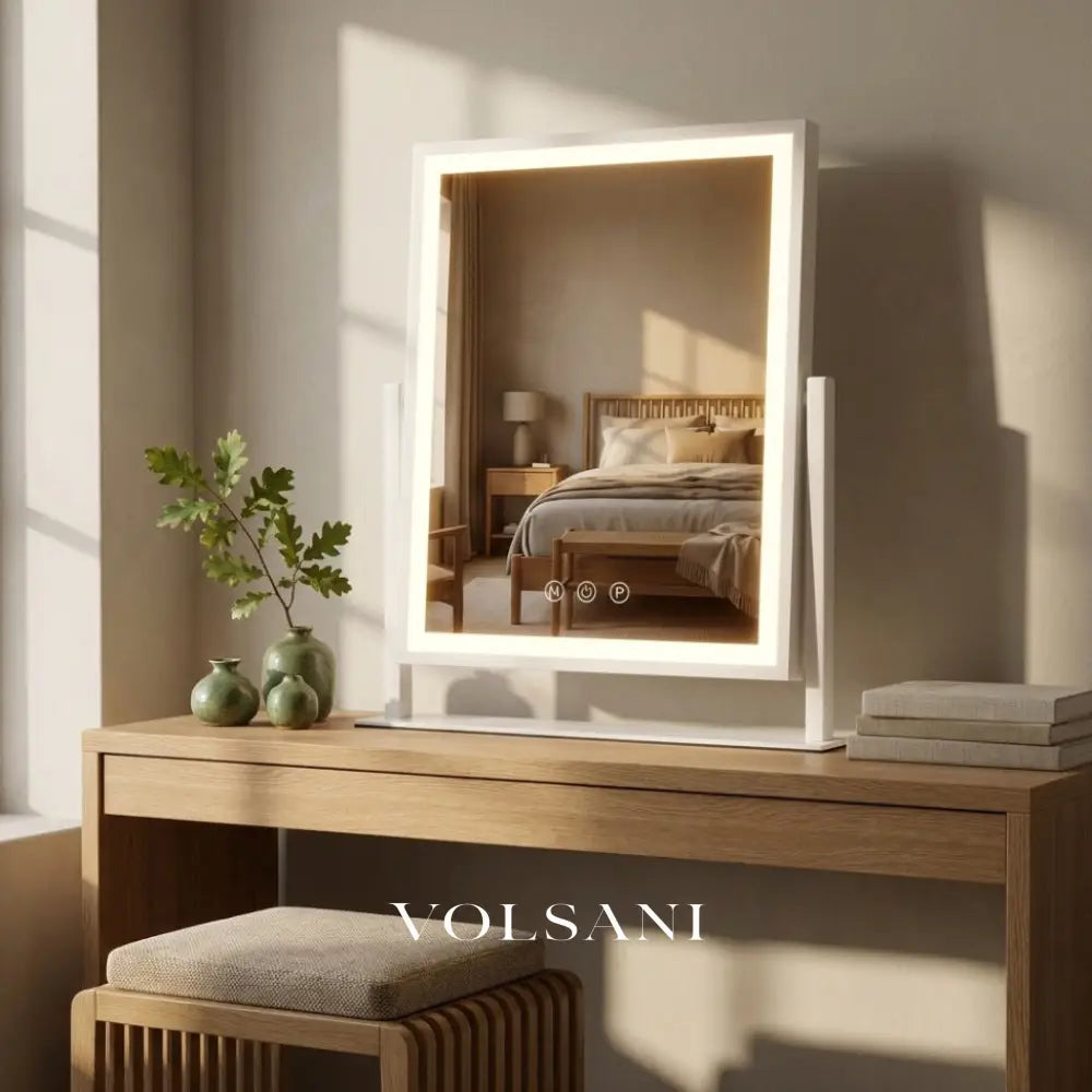 SIEN: Vanity Mirror with LED & Touch Control – 3 Light Colors & 15x Magnification - Vanity Mirror