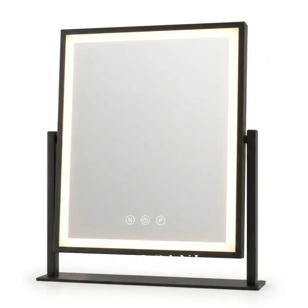 SIEN: Vanity Mirror with LED & Touch Control – 3 Light Colors & 15x Magnification - Black - Vanity Mirror