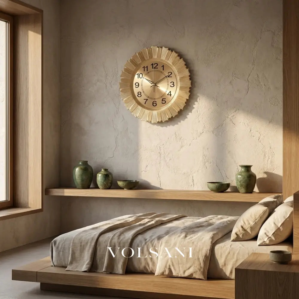 Silent Wall Clock with Sweep Movement Minimalist Living Room & Bedroom Clock Non Ticking Quartz Gold or Silver 13in