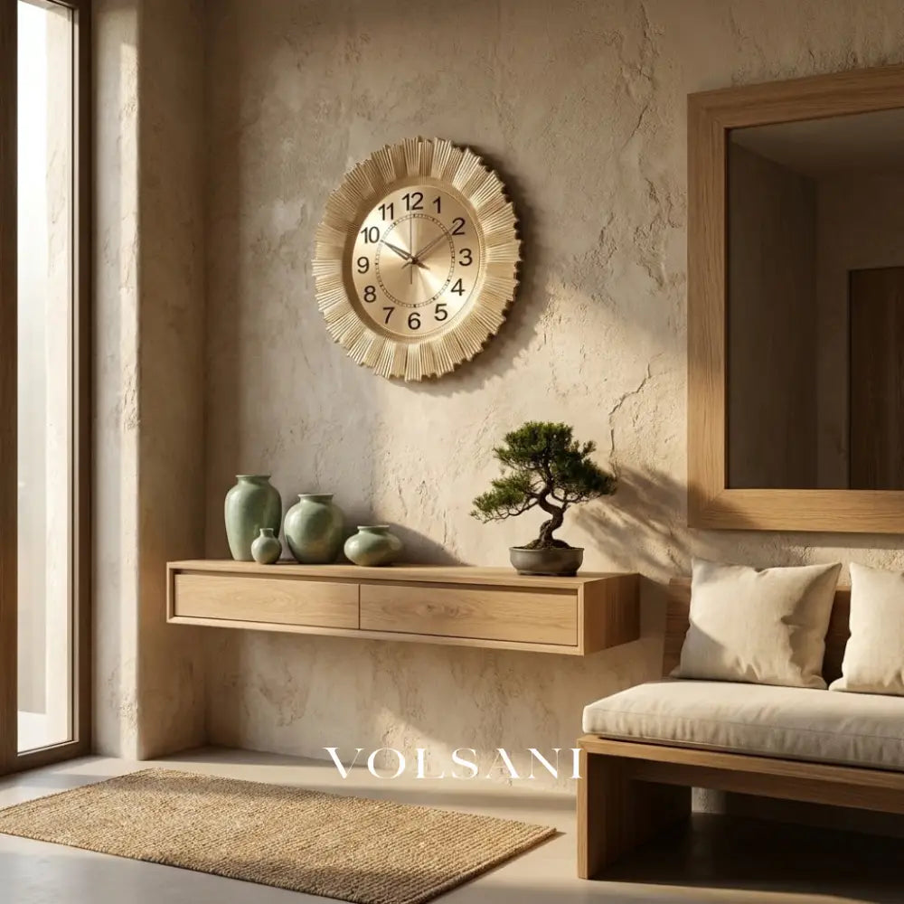 Silent Wall Clock with Sweep Movement Minimalist Living Room & Bedroom Clock Non Ticking Quartz Gold or Silver 13in
