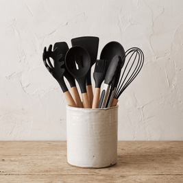 SILKE: Siliconen Keukengerei – 11-delige Set met Houten Handvatten - Volsani