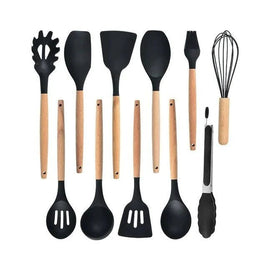 SILKE: Siliconen Keukengerei – 11-delige Set met Houten Handvatten - Volsani