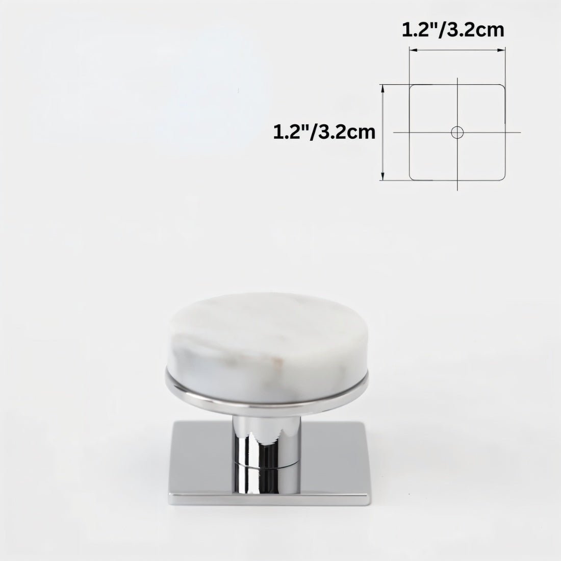 Natural Marble Cabinet Knobs, Modern Kitchen & Wardrobe Hardware, Brass or Chrome Backplate, Set of 2 in 3 Colorways, 1.2-4.3in