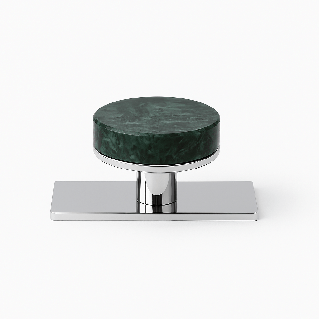 Natural Marble Cabinet Knobs, Modern Kitchen & Wardrobe Hardware, Brass or Chrome Backplate, Set of 2 in 3 Colorways, 1.2-4.3in