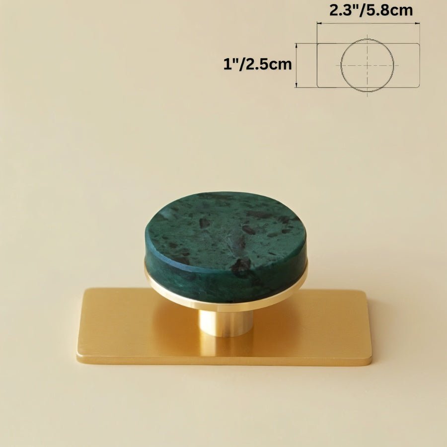 Natural Marble Cabinet Knobs, Modern Kitchen & Wardrobe Hardware, Brass or Chrome Backplate, Set of 2 in 3 Colorways, 1.2-4.3in