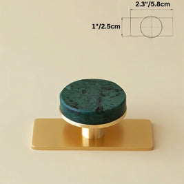 Natural Marble Cabinet Knobs, Modern Kitchen & Wardrobe Hardware, Brass or Chrome Backplate, Set of 2 in 3 Colorways, 1.2-4.3in