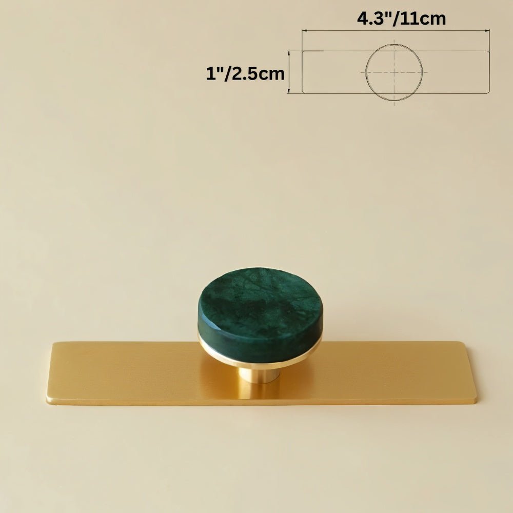 Natural Marble Cabinet Knobs, Modern Kitchen & Wardrobe Hardware, Brass or Chrome Backplate, Set of 2 in 3 Colorways, 1.2-4.3in