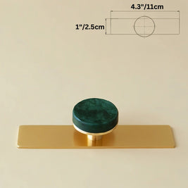 Natural Marble Cabinet Knobs, Modern Kitchen & Wardrobe Hardware, Brass or Chrome Backplate, Set of 2 in 3 Colorways, 1.2-4.3in
