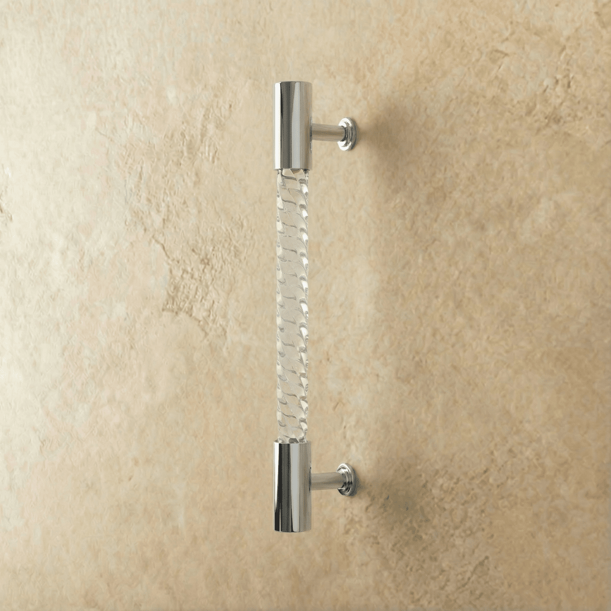Twisted Acrylic Drawer Pull Bars, Modern Kitchen & Wardrobe Cabinet Hardware, Satin Brass & Chrome, Set of 2 Pieces, 3.8-12.6in