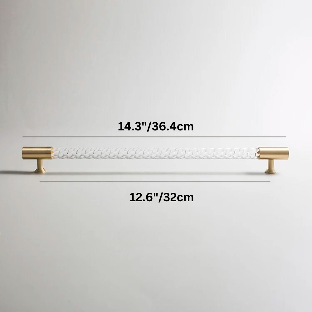 Twisted Acrylic Drawer Pull Bars, Modern Kitchen & Wardrobe Cabinet Hardware, Satin Brass & Chrome, Set of 2 Pieces, 3.8-12.6in
