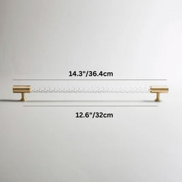 Twisted Acrylic Drawer Pull Bars, Modern Kitchen & Wardrobe Cabinet Hardware, Satin Brass & Chrome, Set of 2 Pieces, 3.8-12.6in