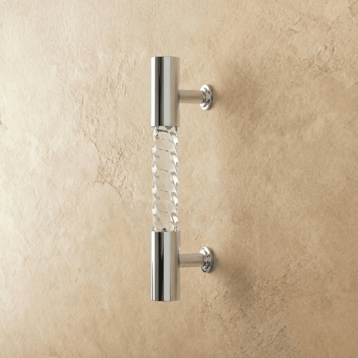 Twisted Acrylic Drawer Pull Bars, Modern Kitchen & Wardrobe Cabinet Hardware, Satin Brass & Chrome, Set of 2 Pieces, 3.8-12.6in