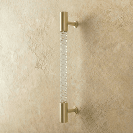Twisted Acrylic Drawer Pull Bars, Modern Kitchen & Wardrobe Cabinet Hardware, Satin Brass & Chrome, Set of 2 Pieces, 3.8-12.6in
