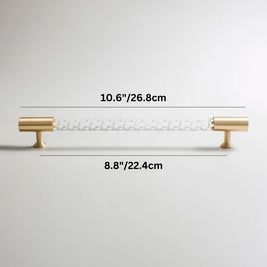 Twisted Acrylic Drawer Pull Bars, Modern Kitchen & Wardrobe Cabinet Hardware, Satin Brass & Chrome, Set of 2 Pieces, 3.8-12.6in