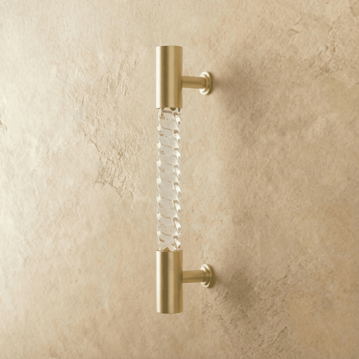 Twisted Acrylic Drawer Pull Bars, Modern Kitchen & Wardrobe Cabinet Hardware, Satin Brass & Chrome, Set of 2 Pieces, 3.8-12.6in