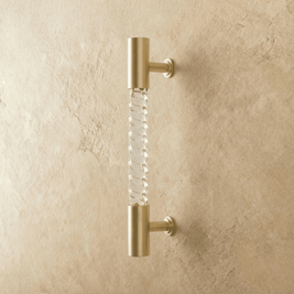Twisted Acrylic Drawer Pull Bars, Modern Kitchen & Wardrobe Cabinet Hardware, Satin Brass & Chrome, Set of 2 Pieces, 3.8-12.6in