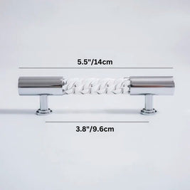Twisted Acrylic Drawer Pull Bars, Modern Kitchen & Wardrobe Cabinet Hardware, Satin Brass & Chrome, Set of 2 Pieces, 3.8-12.6in