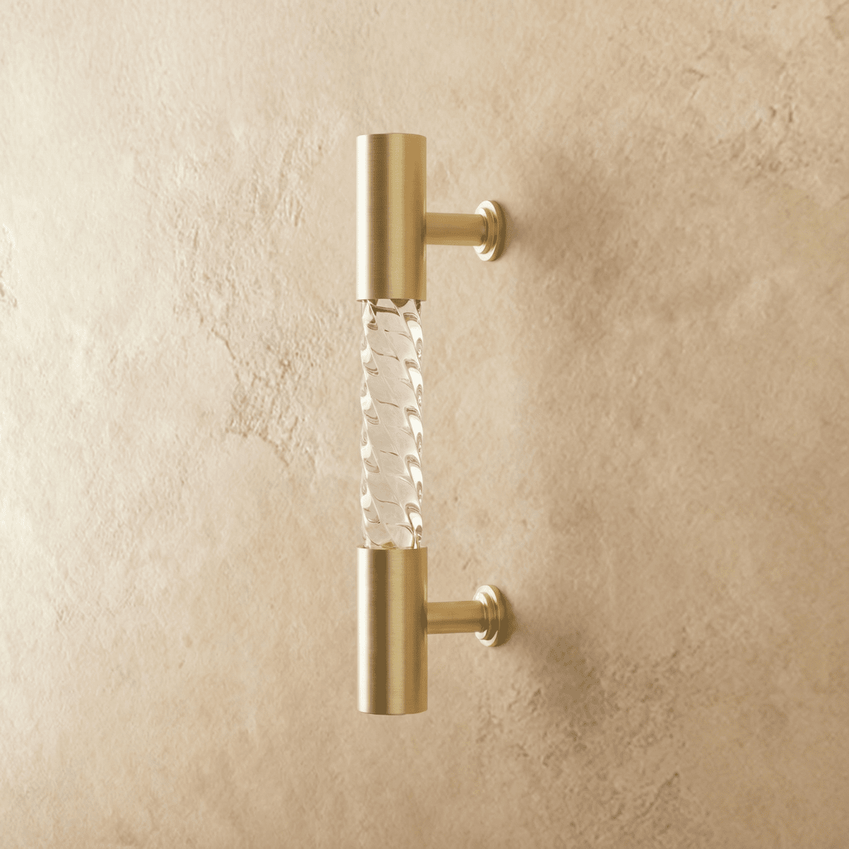 Twisted Acrylic Drawer Pull Bars, Modern Kitchen & Wardrobe Cabinet Hardware, Satin Brass & Chrome, Set of 2 Pieces, 3.8-12.6in