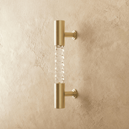 Twisted Acrylic Drawer Pull Bars, Modern Kitchen & Wardrobe Cabinet Hardware, Satin Brass & Chrome, Set of 2 Pieces, 3.8-12.6in