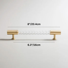 Twisted Acrylic Drawer Pull Bars, Modern Kitchen & Wardrobe Cabinet Hardware, Satin Brass & Chrome, Set of 2 Pieces, 3.8-12.6in