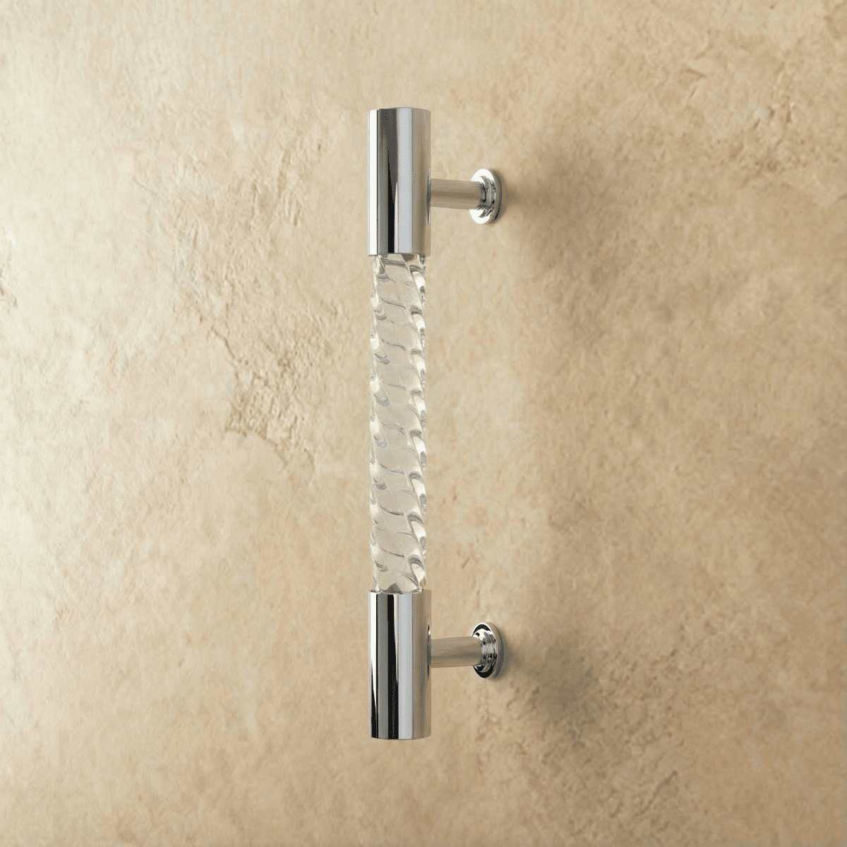 Twisted Acrylic Drawer Pull Bars, Modern Kitchen & Wardrobe Cabinet Hardware, Satin Brass & Chrome, Set of 2 Pieces, 3.8-12.6in