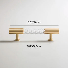 Twisted Acrylic Drawer Pull Bars, Modern Kitchen & Wardrobe Cabinet Hardware, Satin Brass & Chrome, Set of 2 Pieces, 3.8-12.6in
